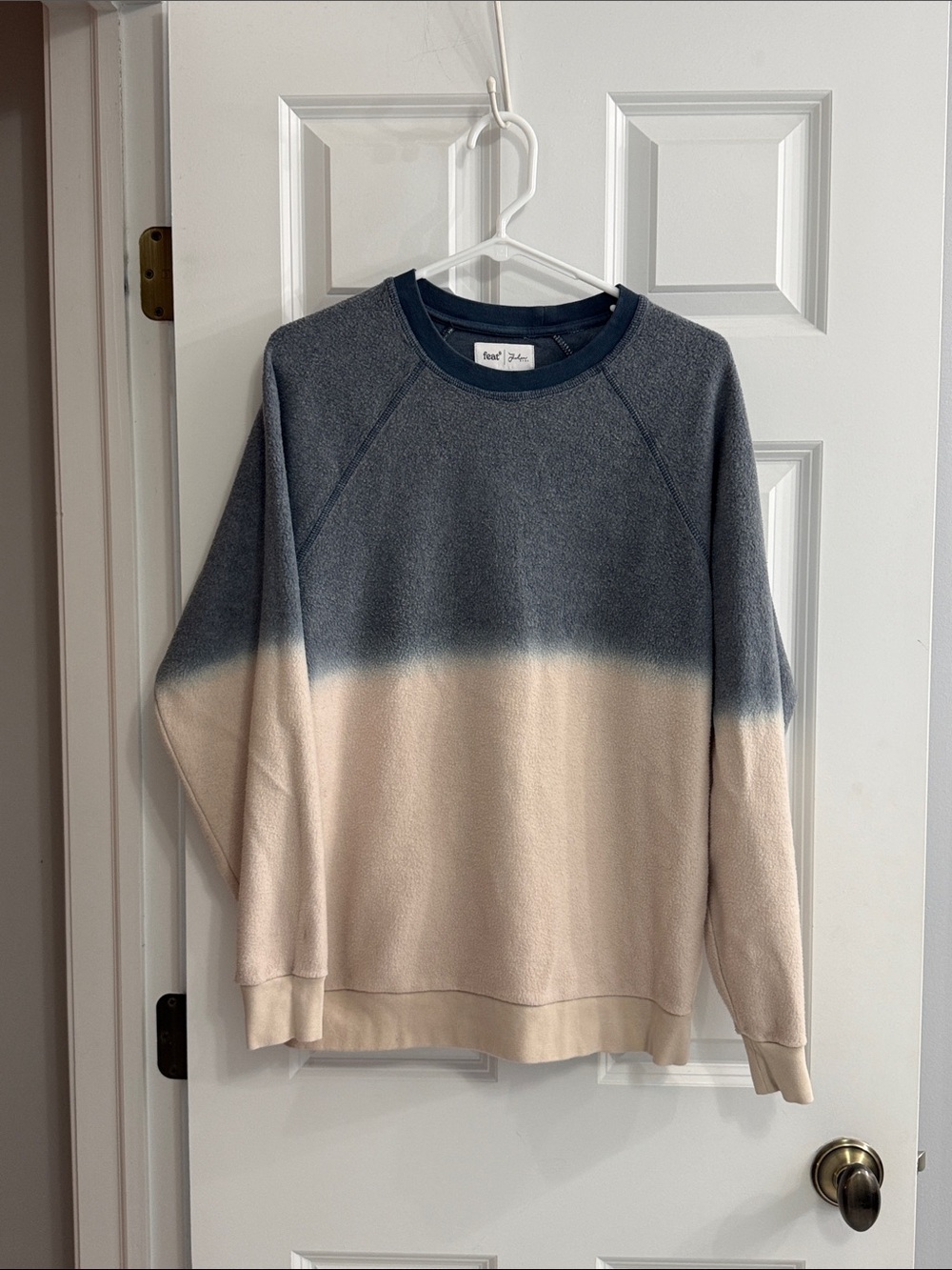 FEAT Blue and Cream Dip-Dye Crewneck Sweatshirt
